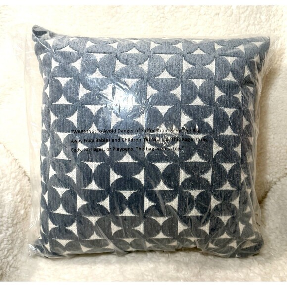 Velvet Jacquard Geo Square Throw Pillow - Teal Blue  - Threshold NEW - Picture 4 of 5